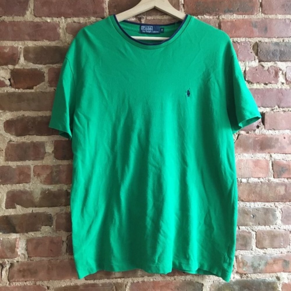Polo Ralph Lauren Collarless Polo Kelly Green Size Medium Vintage
